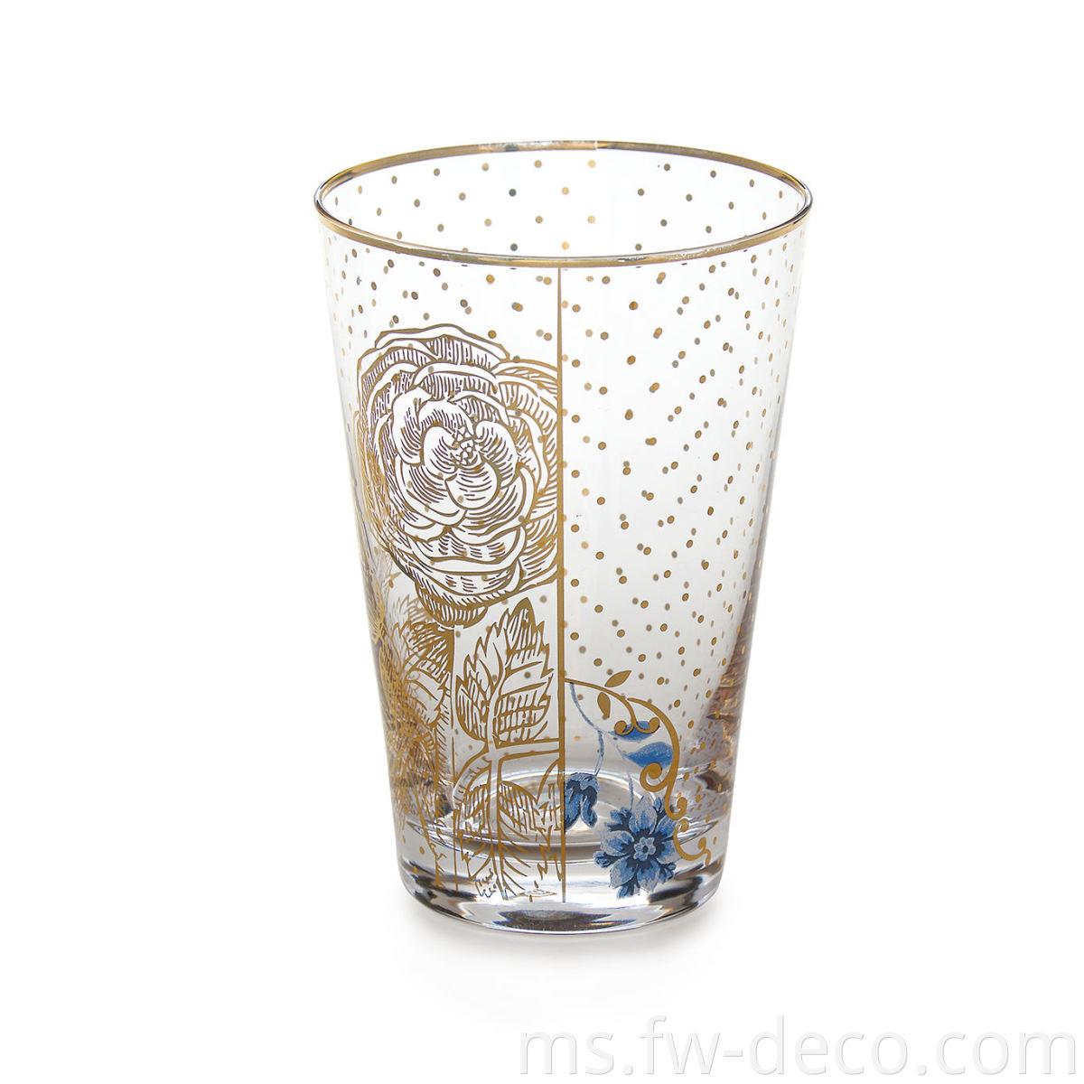 drinking glass with gold decor